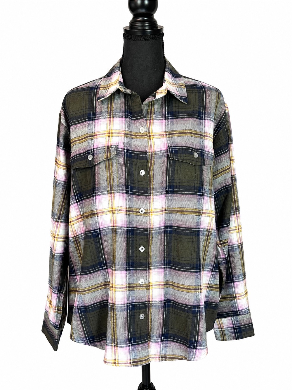 Old Navy Plaid Button-Down Shirt Women’s Size Medium Rustic Fall Gorpcore